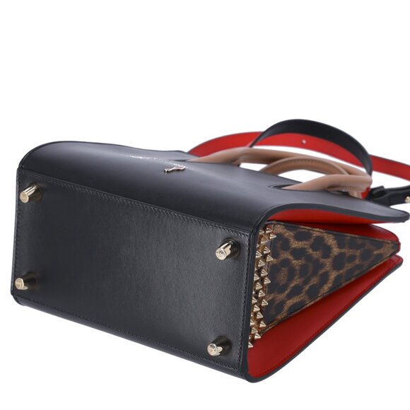 Christian Louboutin Paloma Small Handbag Black Beige Multi Leopard Studded - Picture 6 of 8